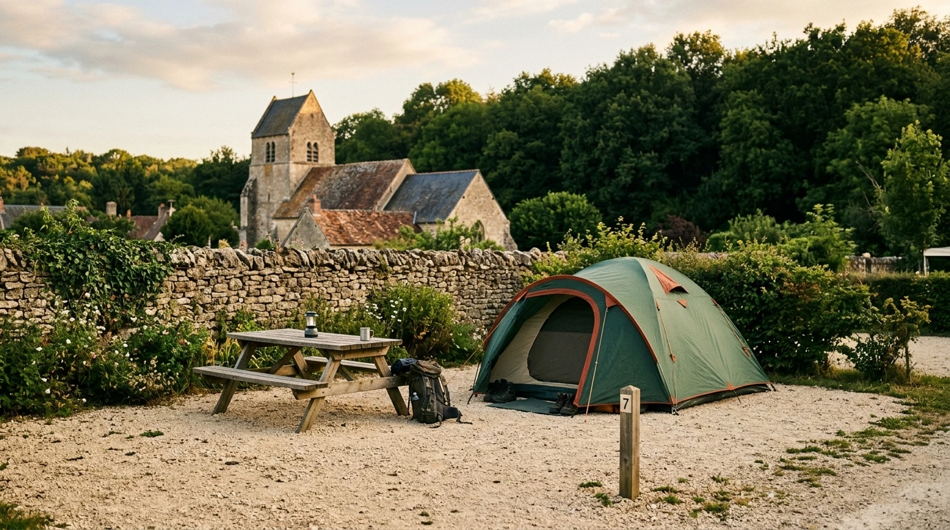 Emplacement de camping municipal en bord de village