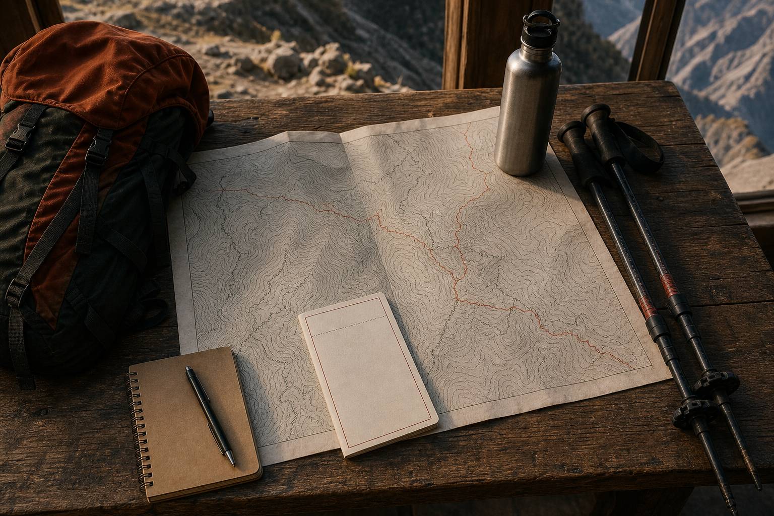 Matériel de trek et carte d'itinéraire du tour des Annapurnas