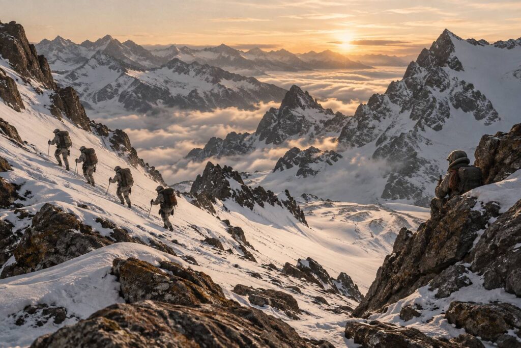 Illustration éditoriale du sujet : Chasseur alpin : missions, formation et unités de montagne
