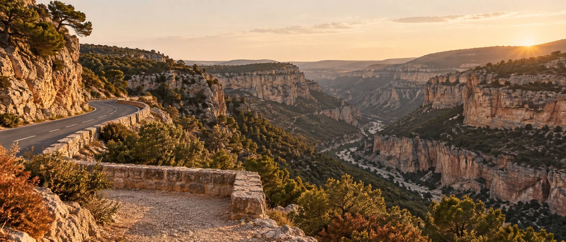 Illustration éditoriale du sujet : Gorges de la Nesque : itinéraire, belvédères et accès