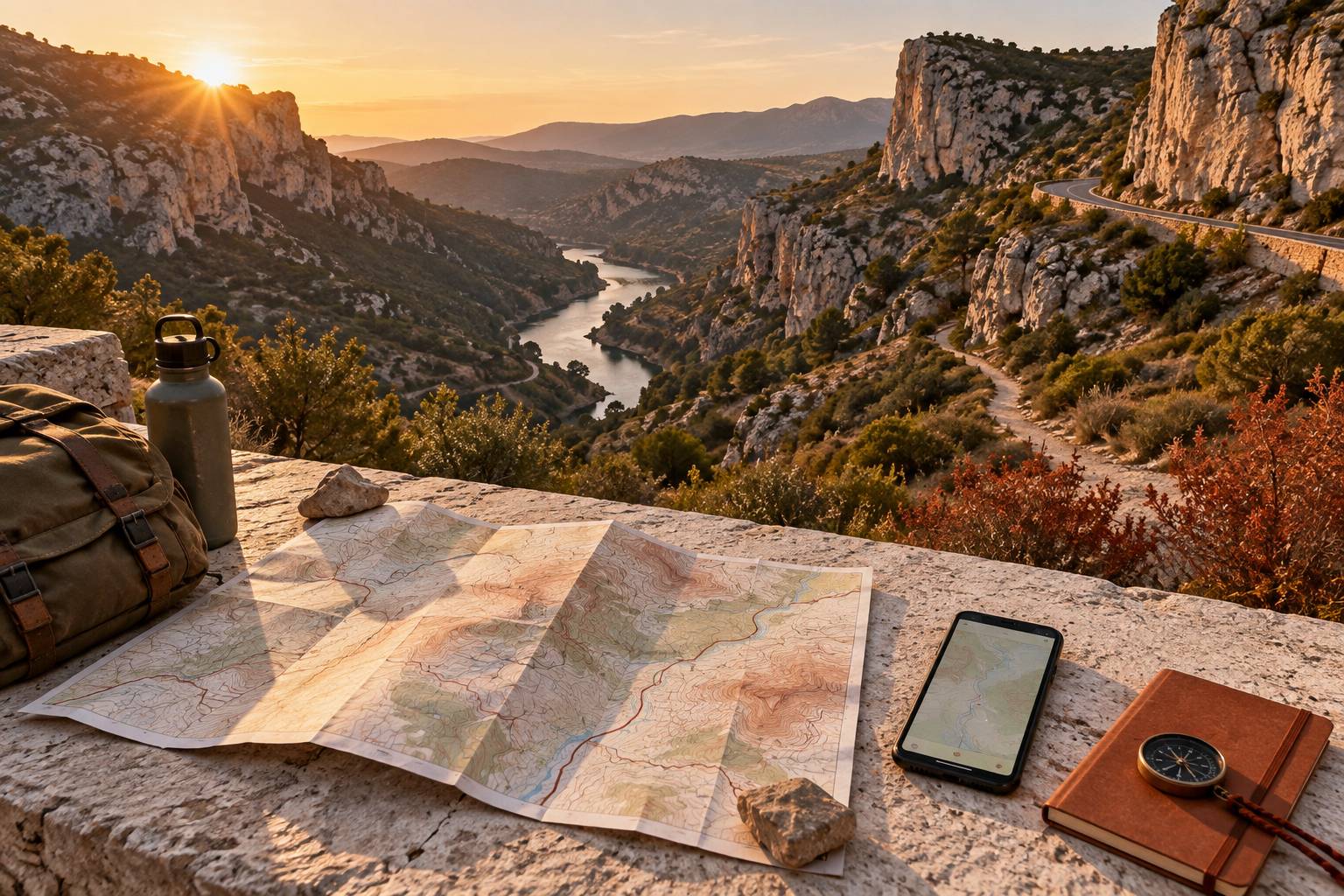 Illustration éditoriale du sujet : Gorges du Verdon : lire la carte des sentiers et des accès
