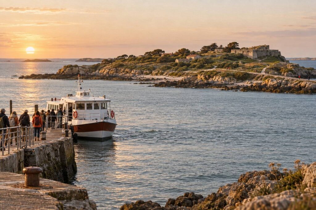 Illustration éditoriale du sujet : Île d'Aix : accès, tour de l'île à pied et sites à voir