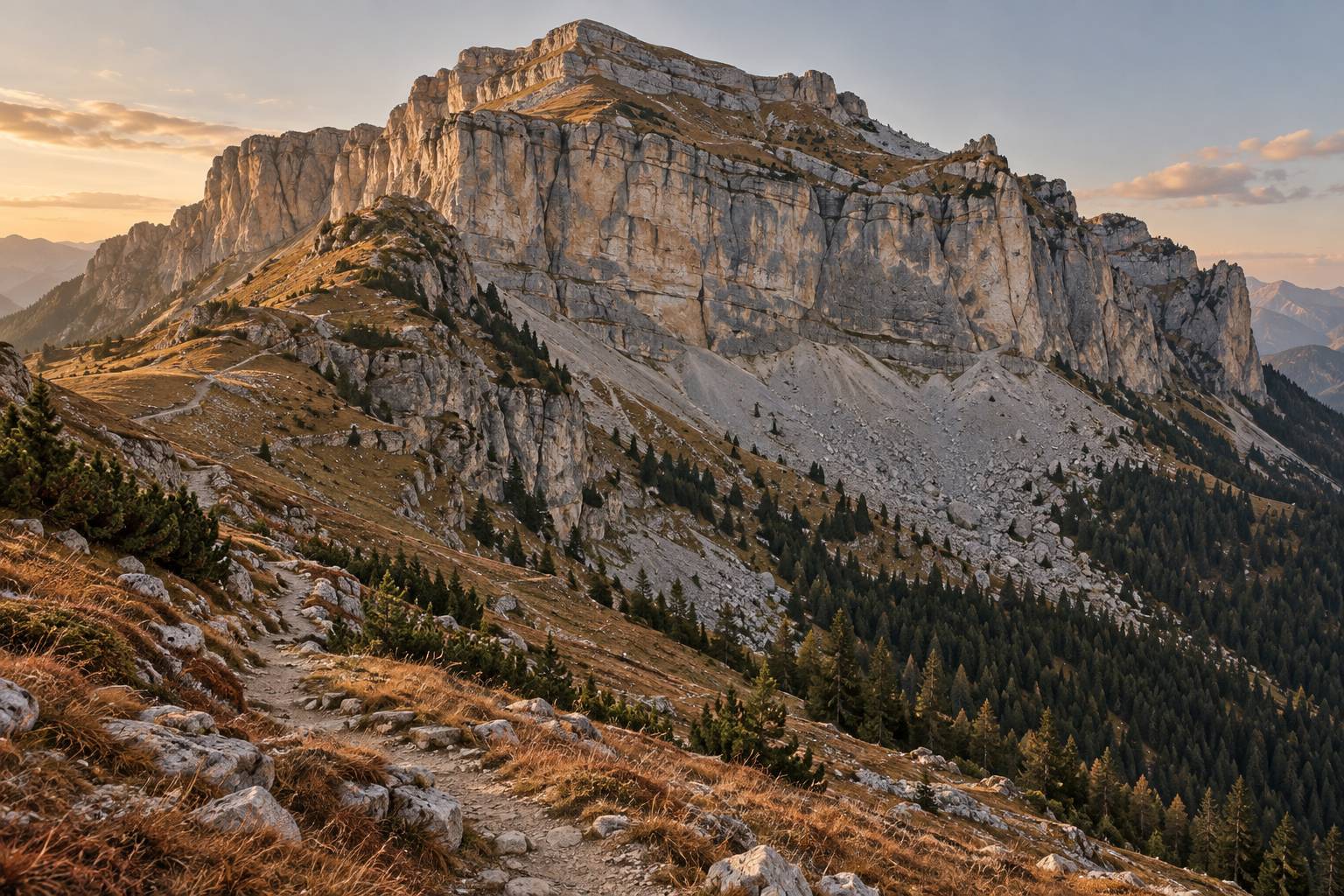 Illustration éditoriale du sujet : Mont Granier : falaise, sentiers et éboulement historique