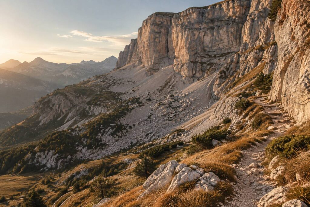 Illustration éditoriale du sujet : Mont Granier : falaise, sentiers et éboulement historique