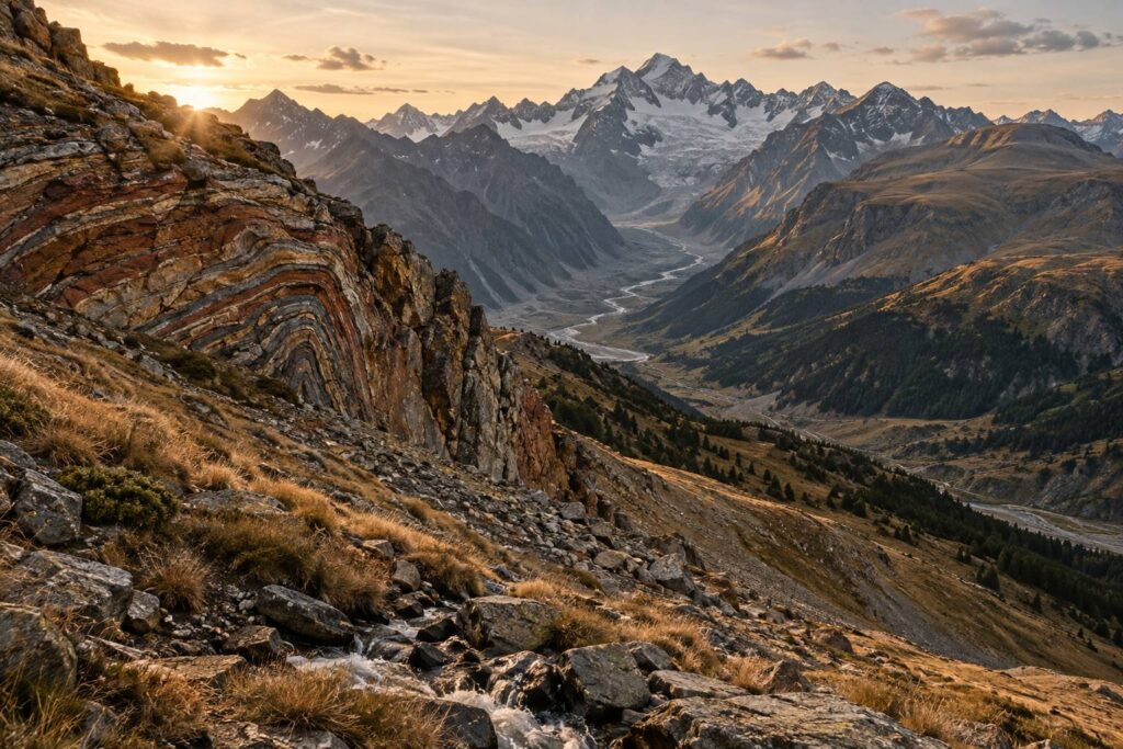Illustration éditoriale du sujet : Montagnes : formation, principaux massifs et vocabulaire