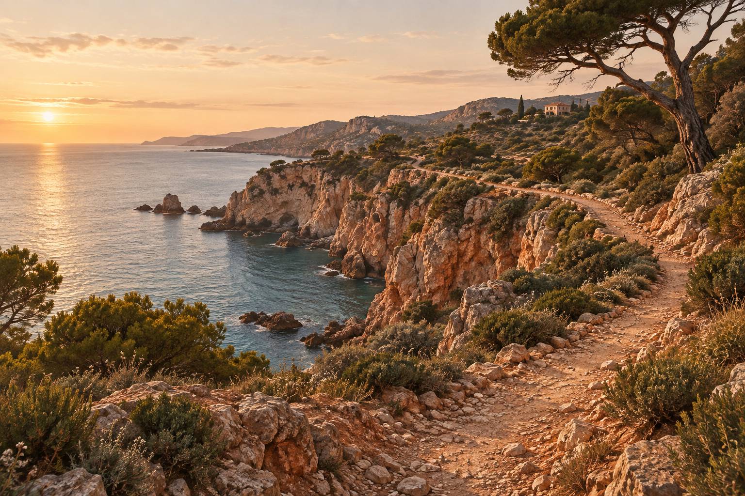 Illustration éditoriale du sujet : Sentier du littoral au cap d'Antibes : boucle, durée et accès